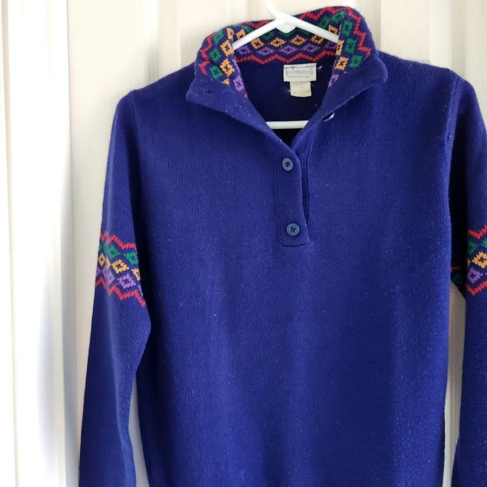 Vintage Levi Strauss Co Womens‎ Sweater Geometric Rainbow Collar Size M - Picture 4 of 7